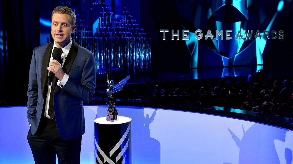 Geoff Keighley hosting the Game Awards.