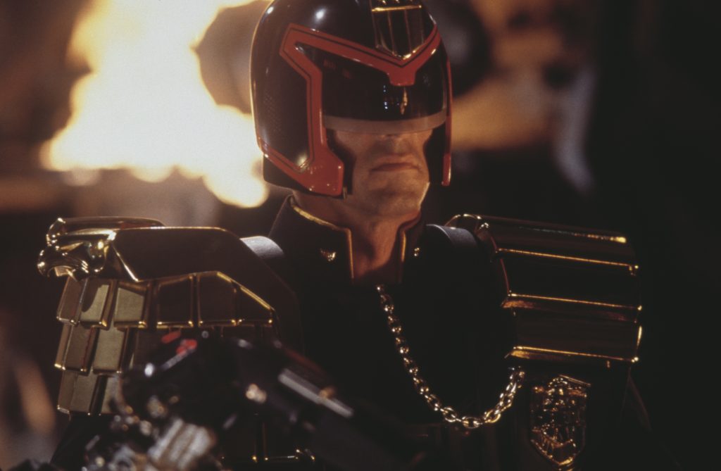 Sylvester Stallone in Judge Dredd.
