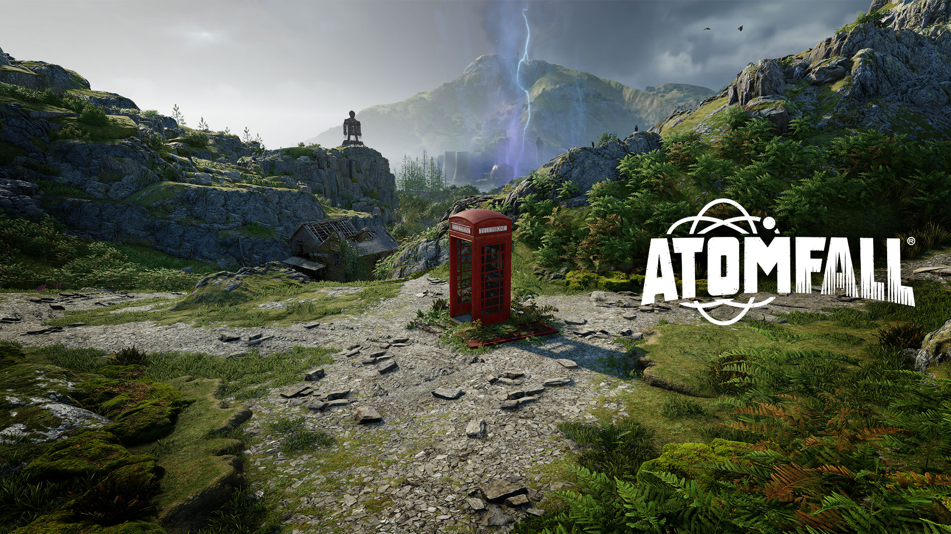 atomfall cover art featuring a red phonebox and countryside