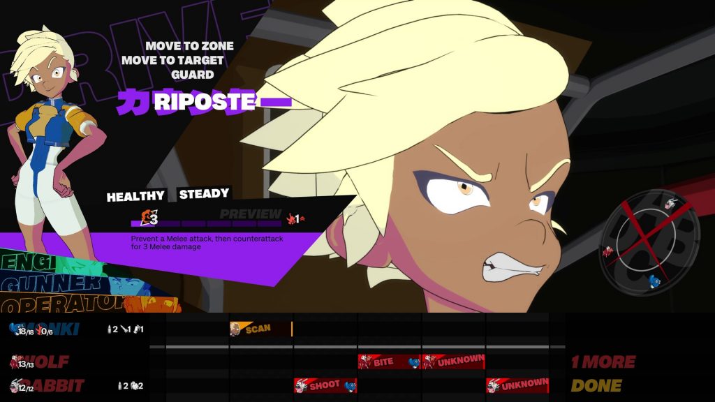 Nitro Gen Omega's combat turn-based system.