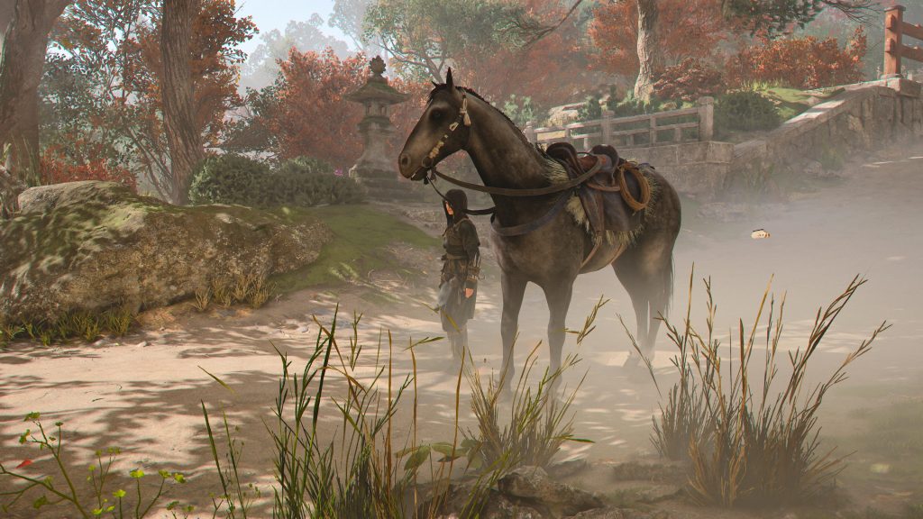 Naoe and her horse Kiki in Assassin's Creed Shadows.