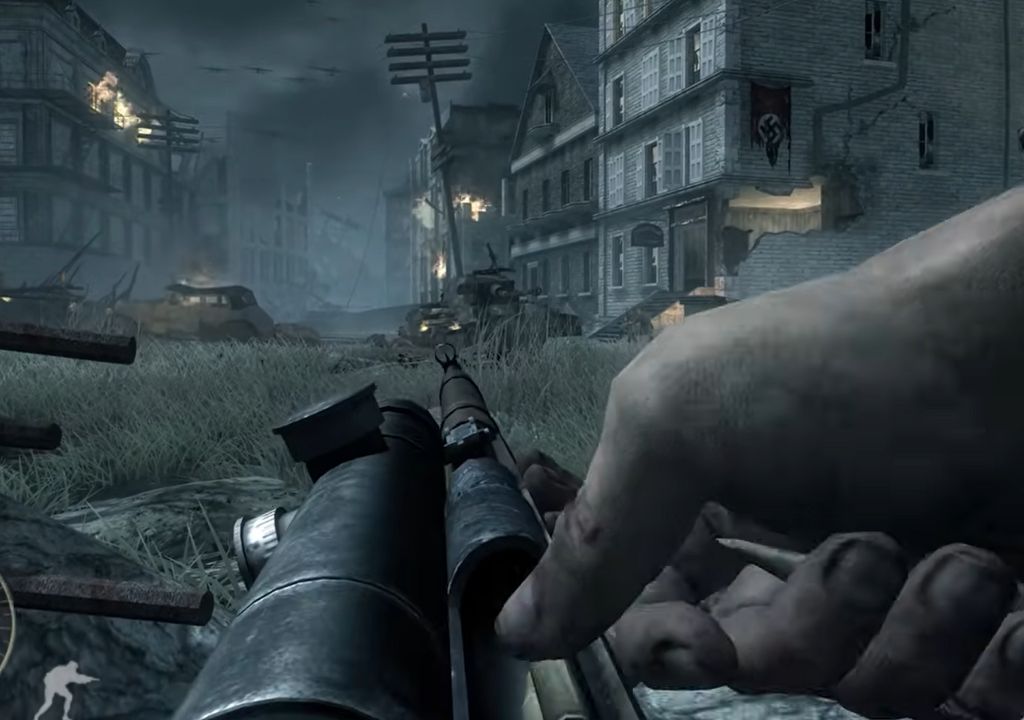 A screenshot showing the player reloading a gun i Call of Duty: World at War