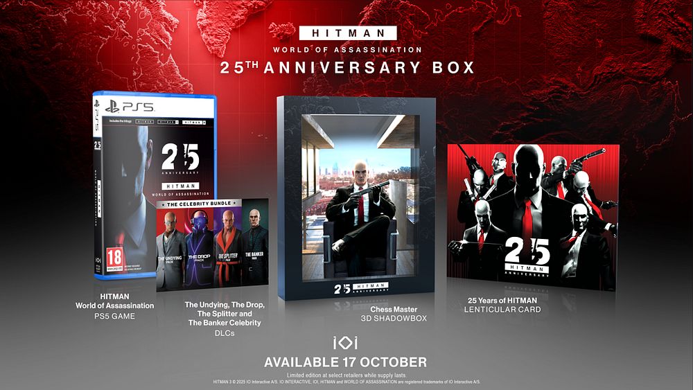 the contents of the anniversary box revealed by IO interactive.