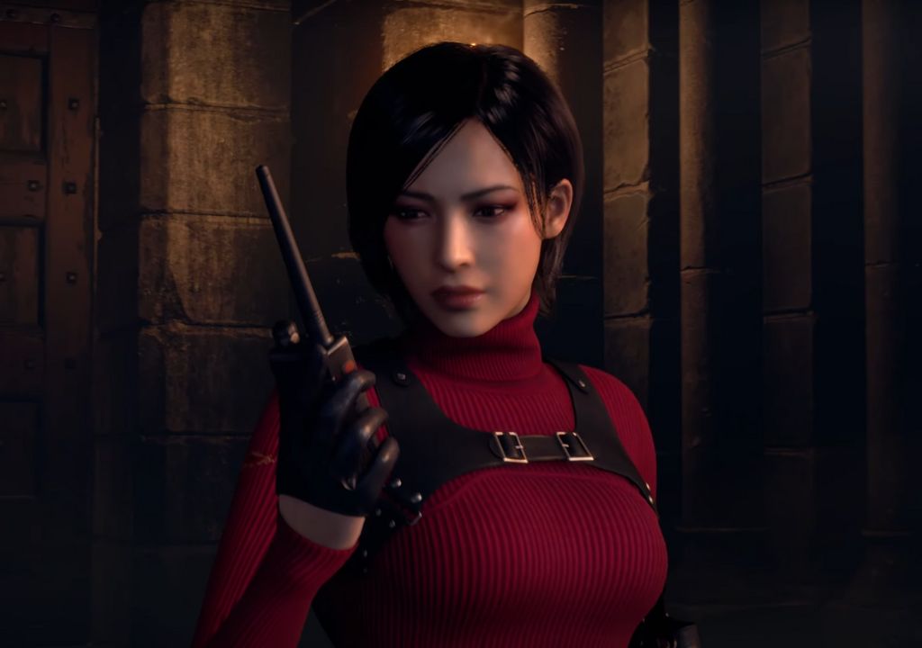 Ada Wong talking over a walkie-talkie