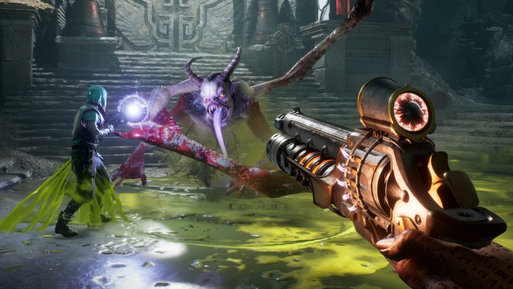 one enemy, two players in painkiller