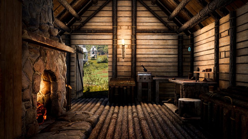 Thye cozy insides of a players house in ICARUS.