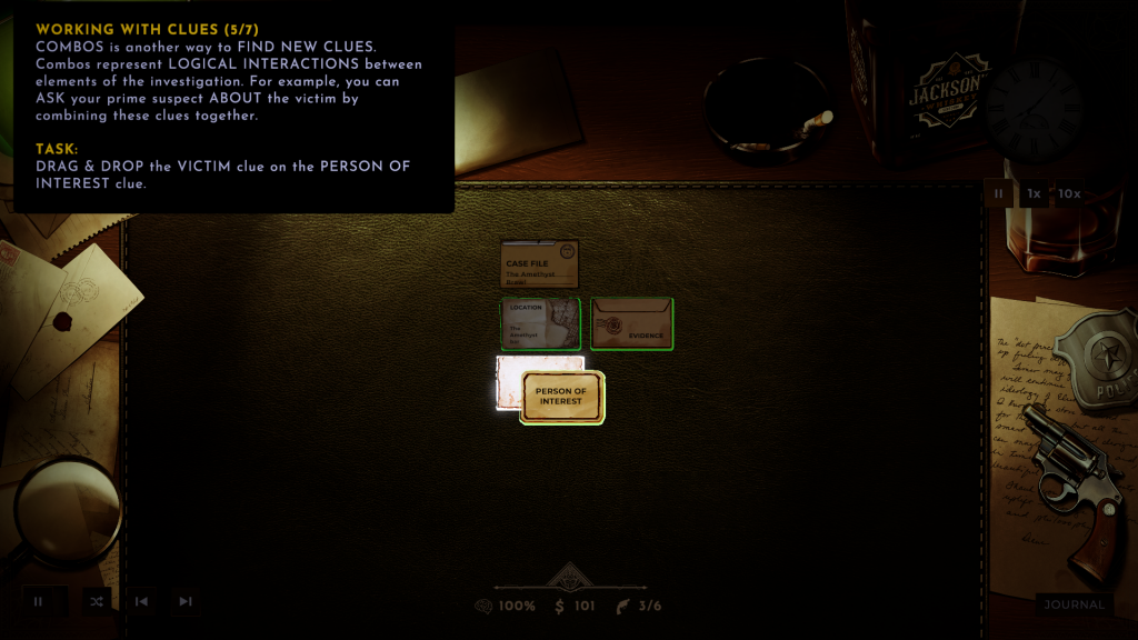 Obsidian Moon Case File Gameplay during the tutorial.