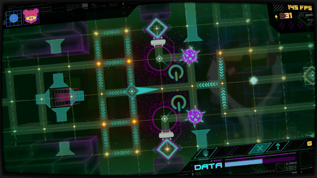 GRIDbeat! avoiding enemy spikes and searching the world.