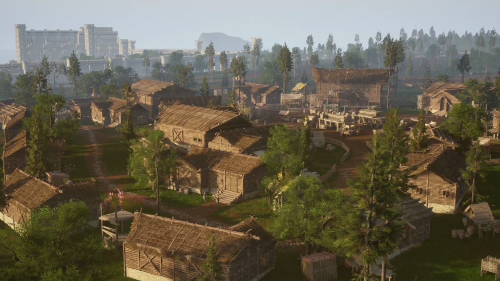 A sky view of a city in Valorborn.