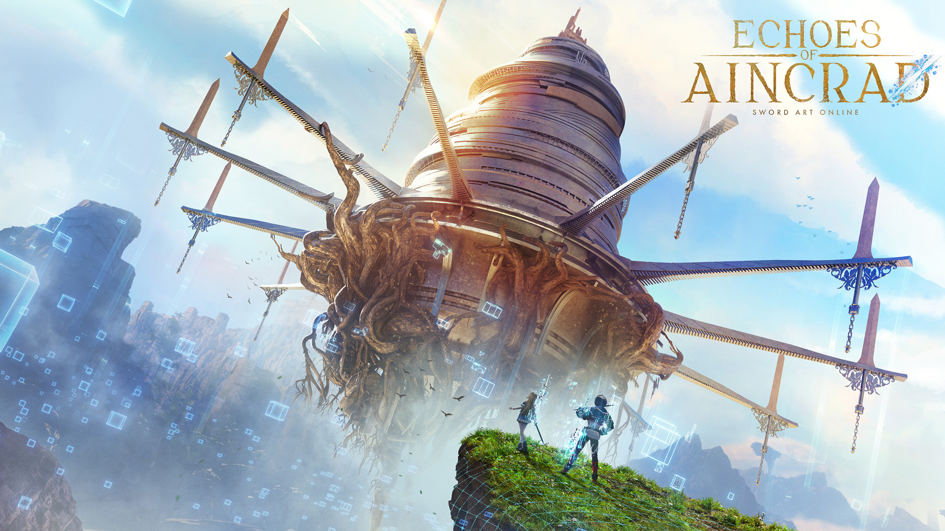 Echoes of Aincrad key art showcasing Aincrad and two players.