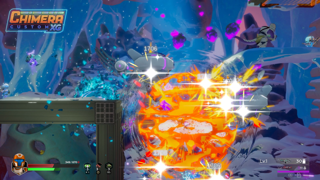 Chimera CUSTOM XG explosions and enemies being defeated.