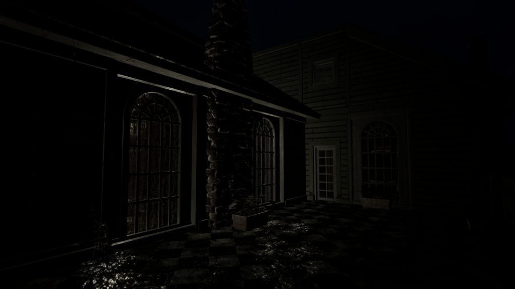The Last Portrait garden in the dark.