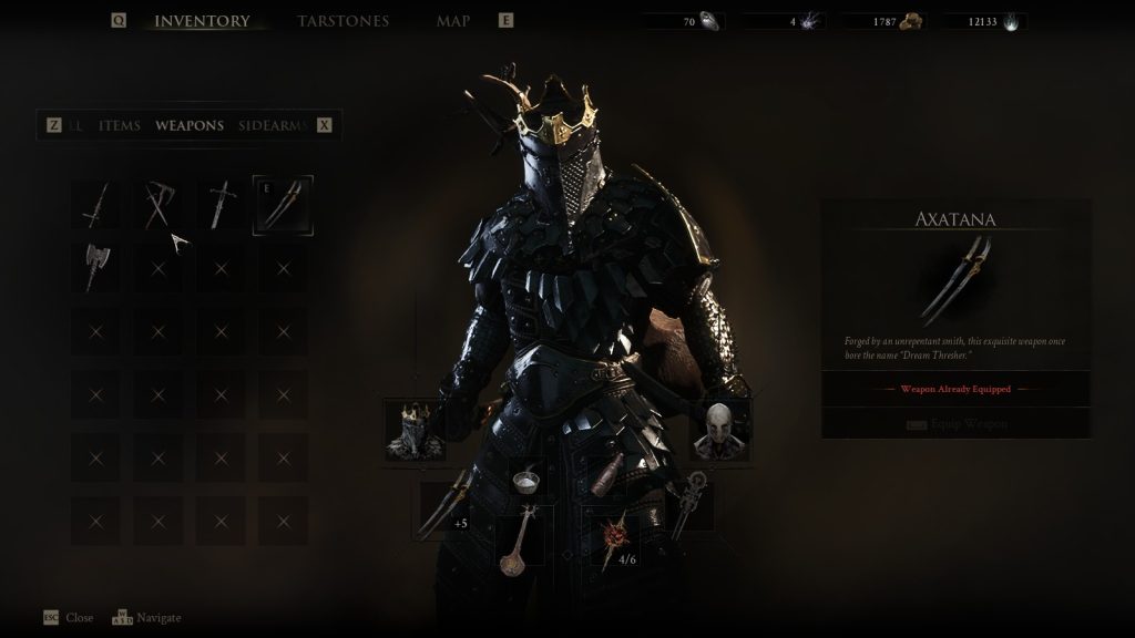Axatana in the inventory of Mortal Shell 2