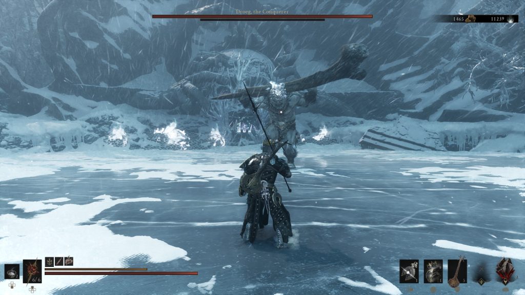 Droeg, The Conquerer in his arena in Mortal Shell 2