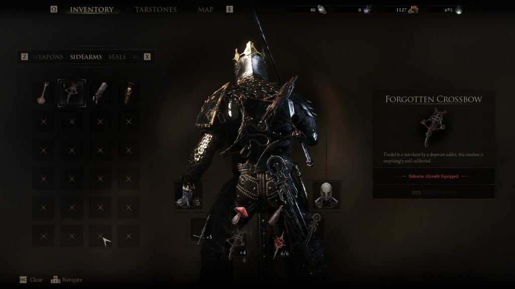 Forgotten Crossbow in the inventory of Mortal Shell 2
