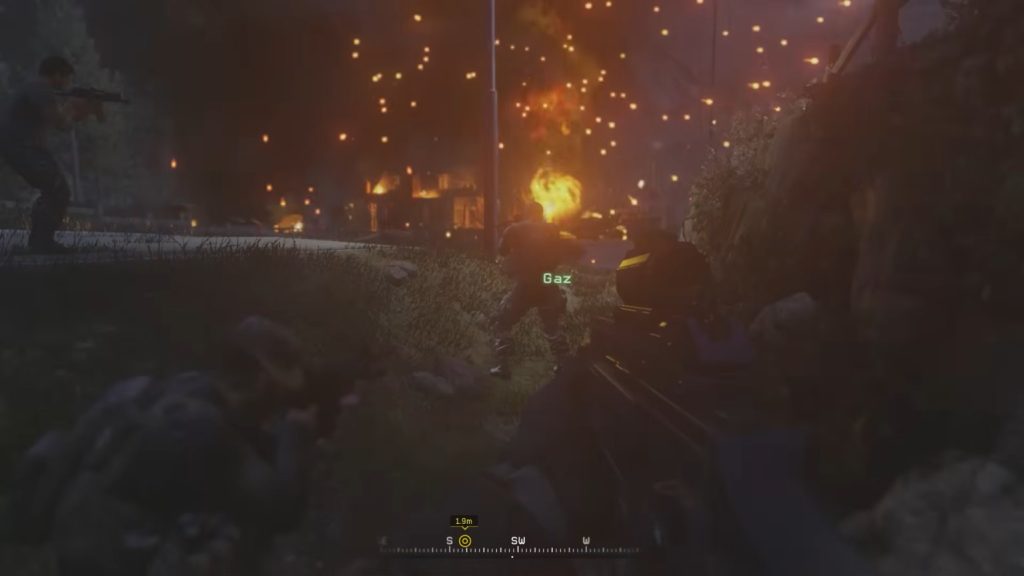 SAS soldiers watch AC-130 clear their way with its firepower