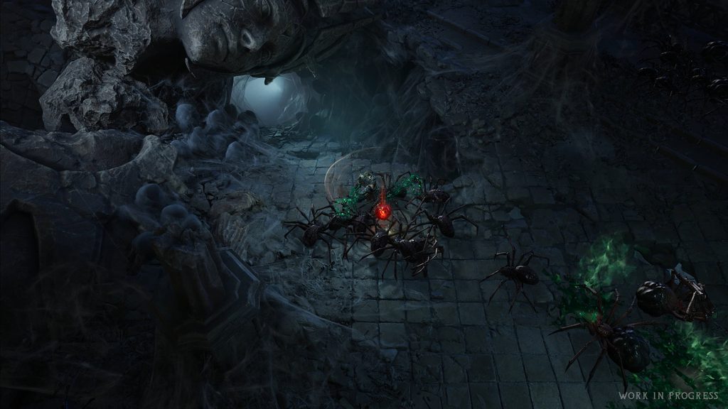 Wolcen 2 gameplay of a bunch of spiders.