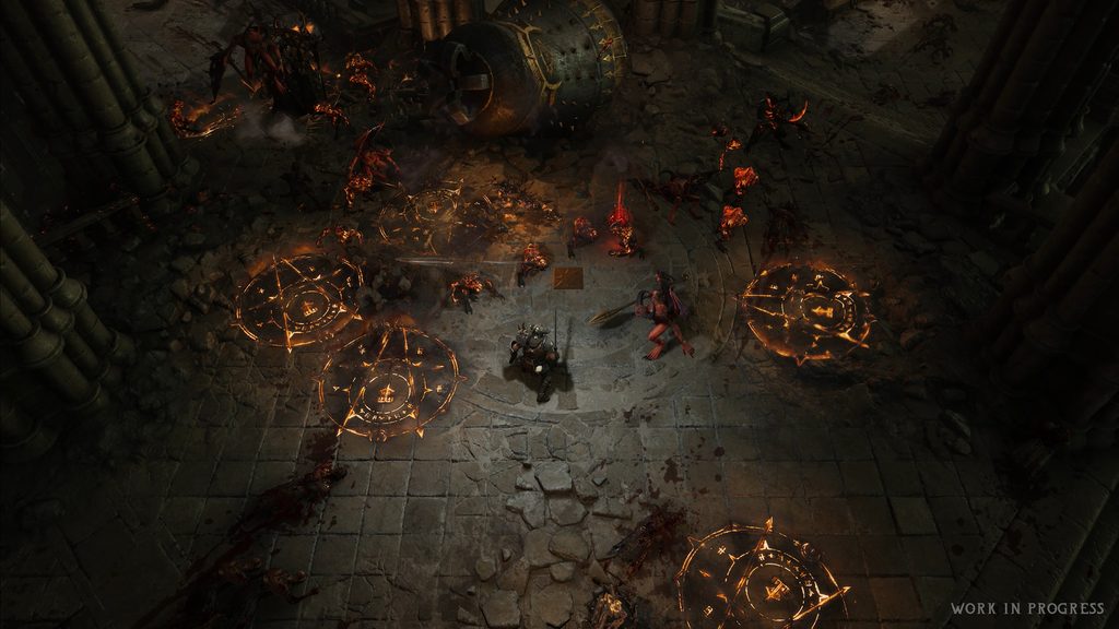 Wolcen 2 gameplay of fire signs and demons.