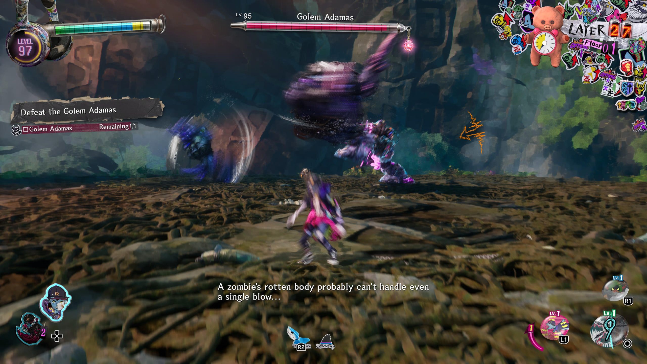 golem adamas in stupid never dies fight
