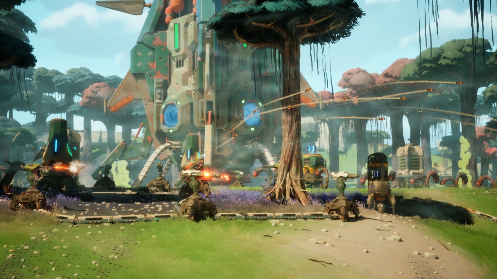 GRAVHOUNDS gameplay of turrets fighting.