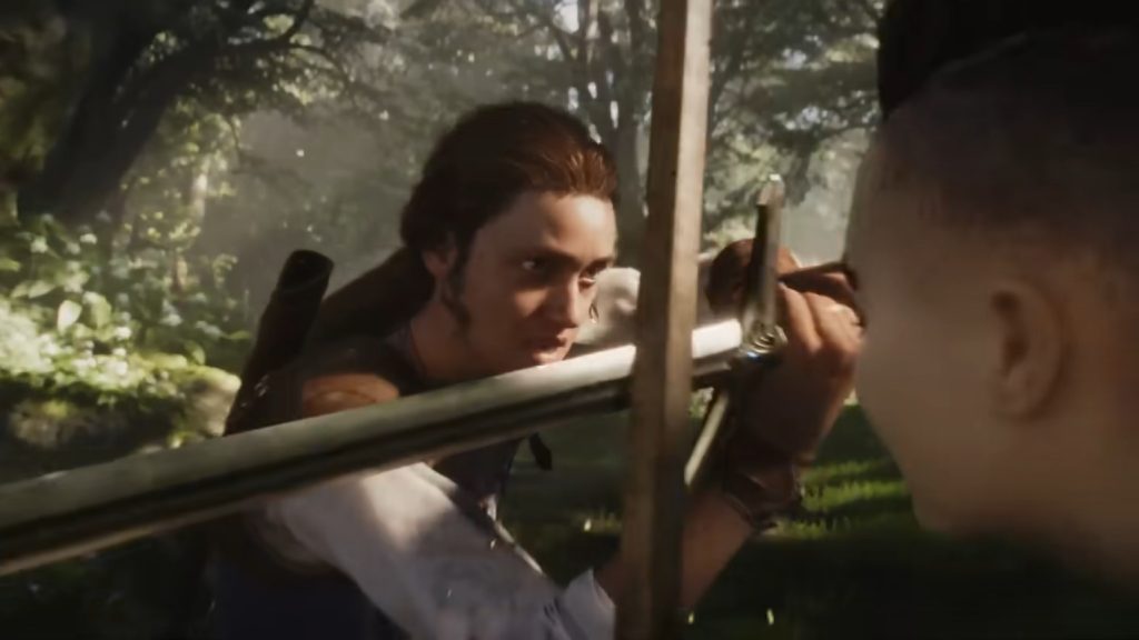 Hero fights with swords