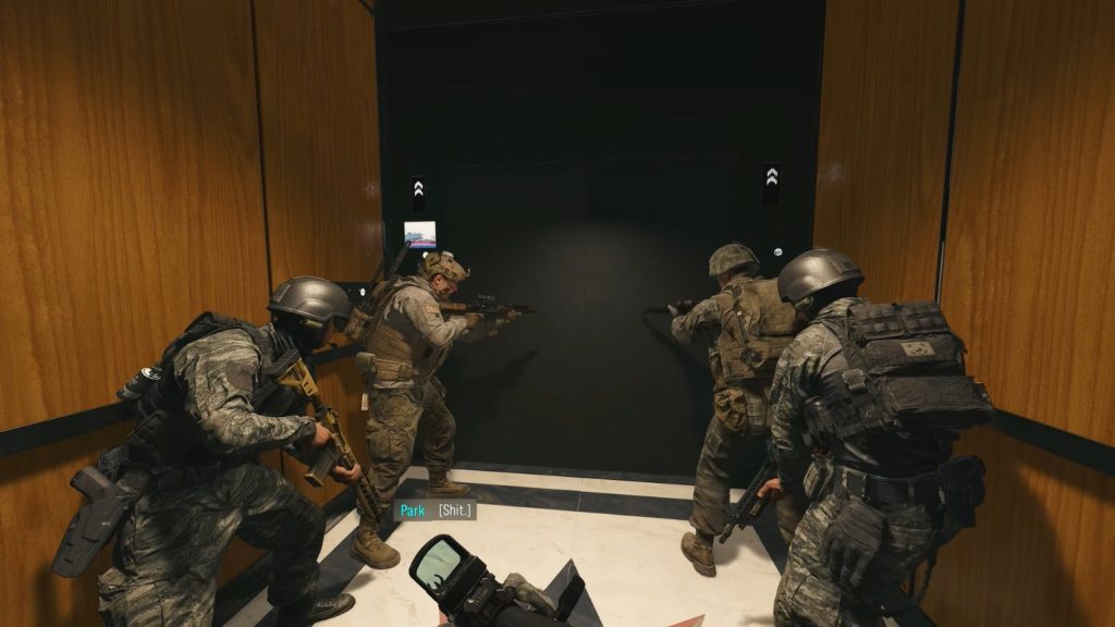 Soldiers in a ready position in case enemies are out there.