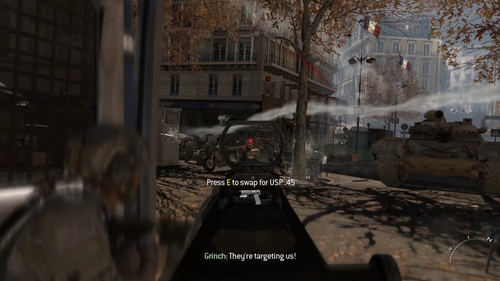 A tank chasing Delta Team on the streets of Paris