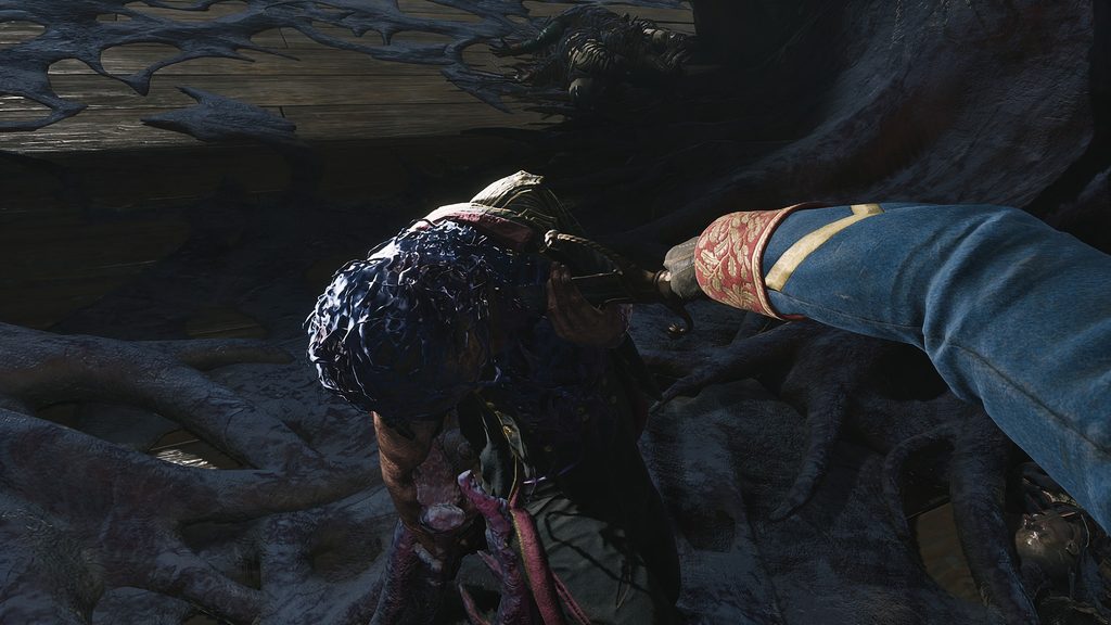 Valor Mortis dead body with a claymore sticking out of it.