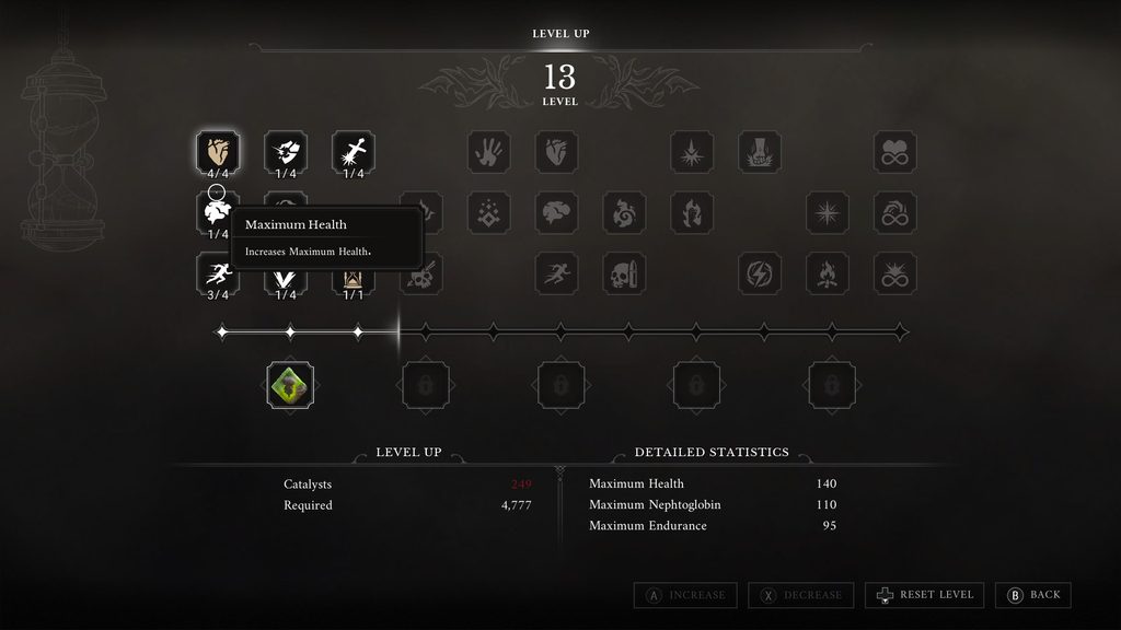 Valor Mortis skill tree for leveling up.