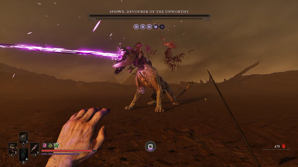 Valor Mortis Sphinx, Devourer of the Unworthy shooting a beam.