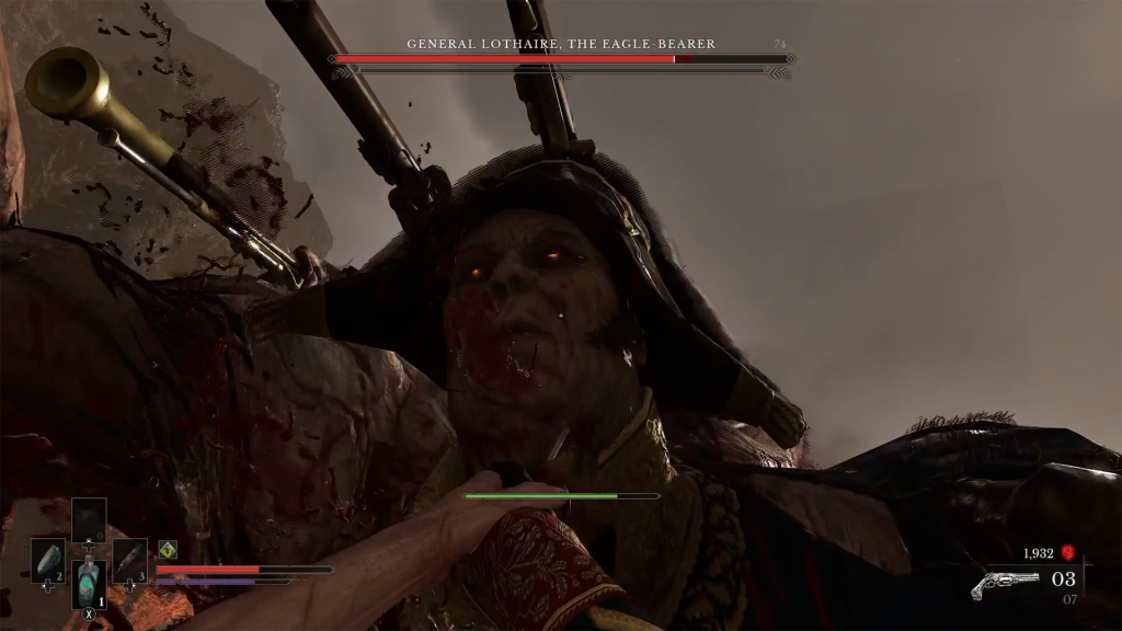 Valor Mortis General Lothaire up close during stagger attack.